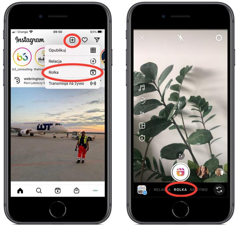 Montaż rolek na Instagramie